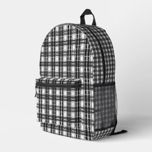 Schwarz-Weiß-Muster Tartan-Geometrie überprüft Bedruckter Rucksack