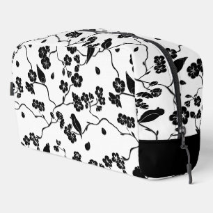 Schwarz-Weiß-Muster Vögel auf Kirschblüten Waschbeutel