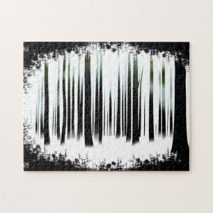 Schwarz-Weiß-Mystische Waldträume Puzzle