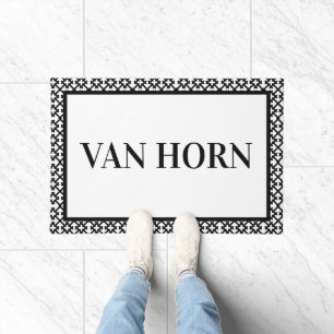 Schwarz-Weiß-Nachname Doormat Modernes Design Fußmatte