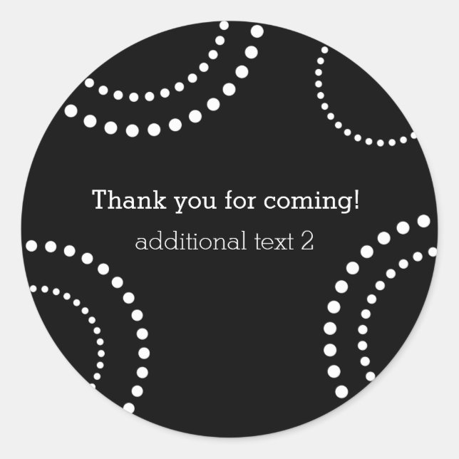 Schwarz-Weiß-Nadelstiche Gastgeschenk wirbeln Runder Aufkleber (Vorderseite)