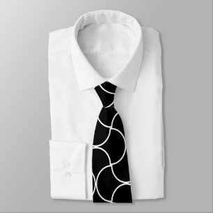 Schwarz-Weiß-Nahtlose Geometrie-Mesh-Muster Krawatte