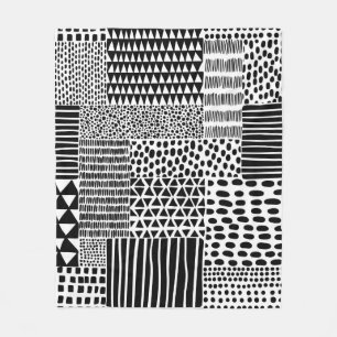 Schwarz-Weiß-Nahtloses Doodle-Muster. Hand-zeichn Fleecedecke