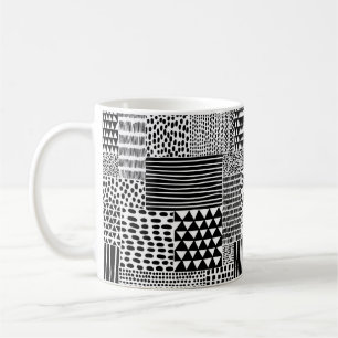 Schwarz-Weiß-Nahtloses Doodle-Muster. Hand-zeichn Kaffeetasse