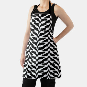 Schwarz-Weiß-Nahtloses Muster - Dolphin Schürze