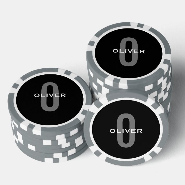 Schwarz-Weiß-Name der personalisierten Monogramm Pokerchips (Stapel)