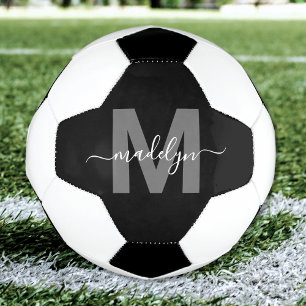 Schwarz Weiß Name Monogramm Fußball
