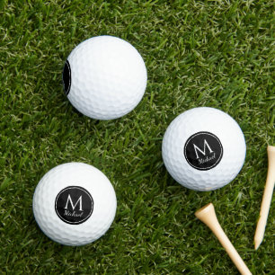 Schwarz-Weiß-Name Monogramm personalisiert Golfball