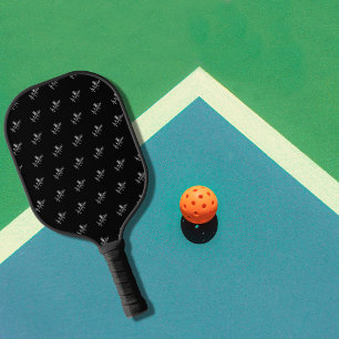 Schwarz-weiß-Namensmuster moderne Schrift Pickleball Schläger
