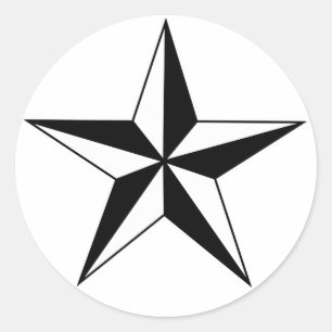 Schwarz-Weiß-Nautical-Star-Sticker Runder Aufkleber