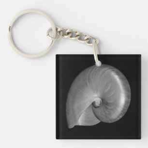 Schwarz-Weiß-Nautilusschale Schlüsselanhänger