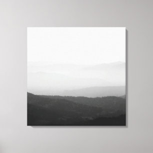 Schwarz-Weiß-Nebel-Horizontlinien Leinwanddruck