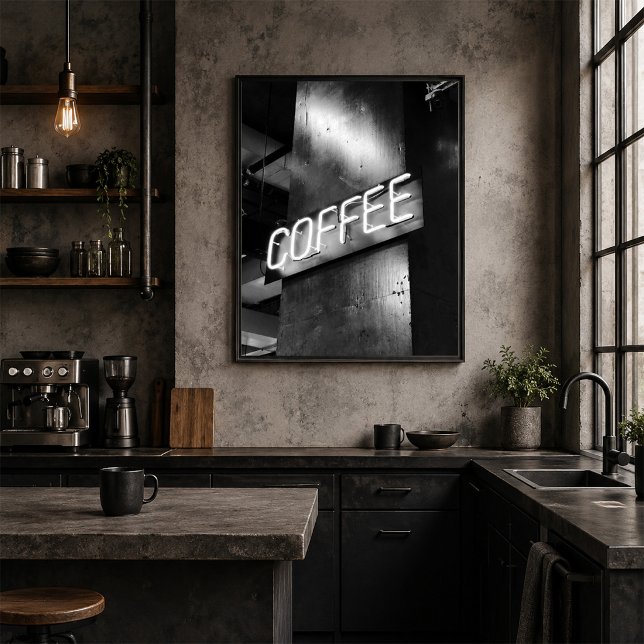 Schwarz-Weiß-Neonkaffee-Schildkröte Poster (Von Creator hochgeladen)
