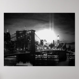 Schwarz Weiß New York City Brooklyn Bridge Poster