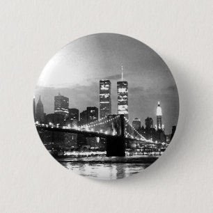 Schwarz & Weiß New York City - Nacht Button
