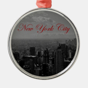 Schwarz Weiß New York City Ornament Aus Metall