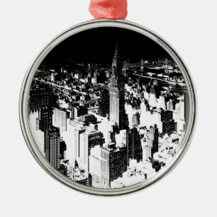Schwarz-Weiß New York Silbernes Ornament