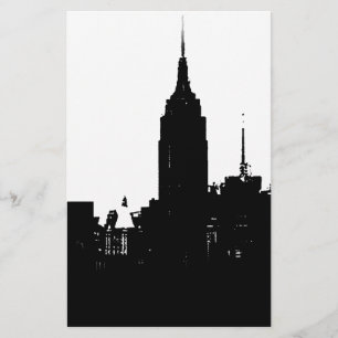 Schwarz Weiß New York Silhouette Briefpapier