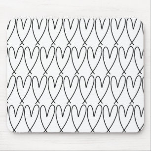 Schwarz-Weiß-Niedliche Herz Mousepad