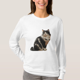 Schwarz-Weiß-Niedliche Katze T-Shirt