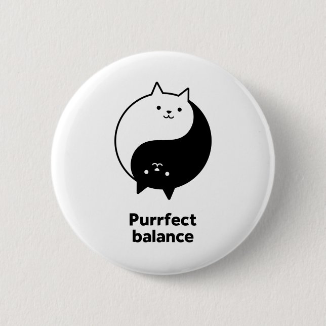 Schwarz-Weiß-Niedliche Katzen Button (Vorderseite)