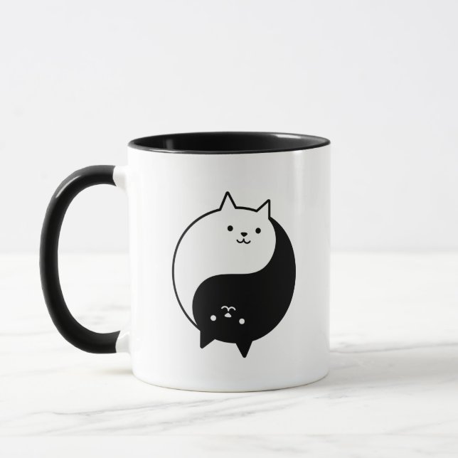 Schwarz-Weiß-Niedliche Katzen Tasse (Links)