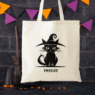 Schwarz-Weiß-Niedliches Halloween-Katzenkind Tragetasche