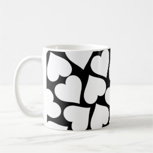Schwarz-Weiß-Niedliches Herzmuster Kaffeetasse