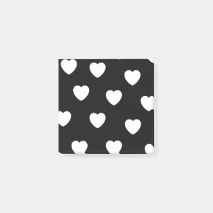 Schwarz-Weiß-Niedliches Herzmuster Post-it Klebezettel