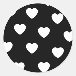 Schwarz-Weiß-Niedliches Herzmuster Runder Aufkleber
