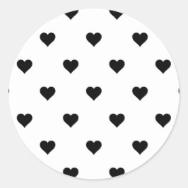 Schwarz-Weiß-Niedliches Herzmuster Runder Aufkleber