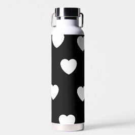 Schwarz-Weiß-Niedliches Herzmuster Trinkflasche