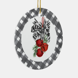 Schwarz-Weiß Noël Keramik Ornament