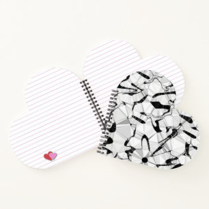Schwarz-Weiß-Notebook in Motion Heart Shaped Notizbuch