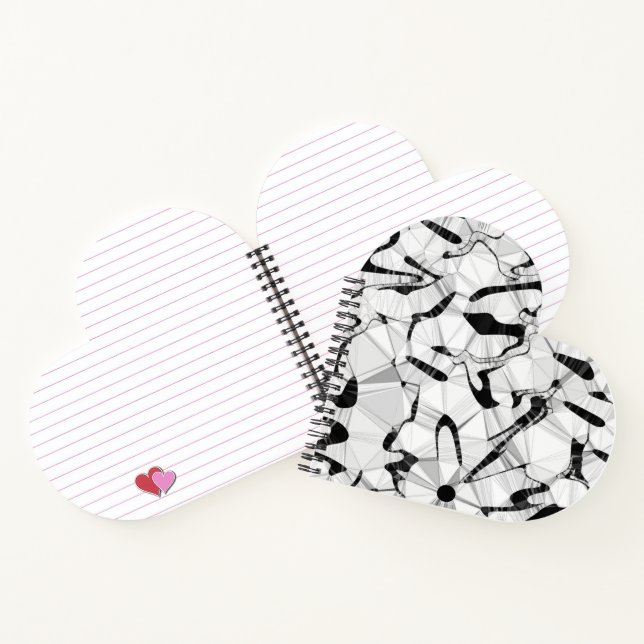 Schwarz-Weiß-Notebook in Motion Heart Shaped Notizbuch (Innenseite)