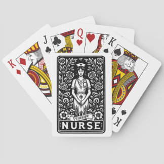 Schwarz-Weiß Nurse Tarot illustriert Spielkarten