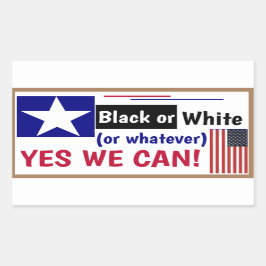 Schwarz-weiß oder Was auch immer Ja wir können! re Rechteckiger Aufkleber