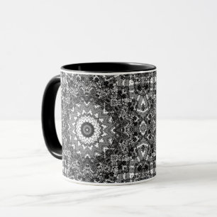 Schwarz-weiß, offen, mandala tasse