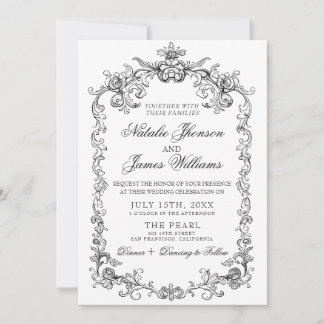 Schwarz-Weiß Old Money Foto QR Code Hochzeit Einladung