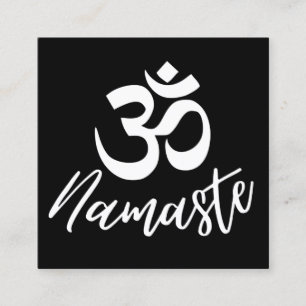 Schwarz-Weiß-Om (Om) HIndu-Meditationssymbol Quadratische Visitenkarte