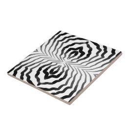 Schwarz-Weiß-Ombré Hypnotic-Wiggly Stripes Art Fliese