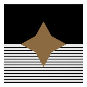 Schwarz-weiß Op-Art braune Diamantform Poster