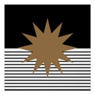 Schwarz-Weiß-Op-Art Brauner Sonne Poster