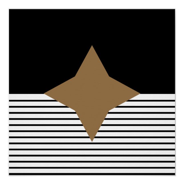 Schwarz-weiß Op Art Brown Diamond Poster (Vorderseite)