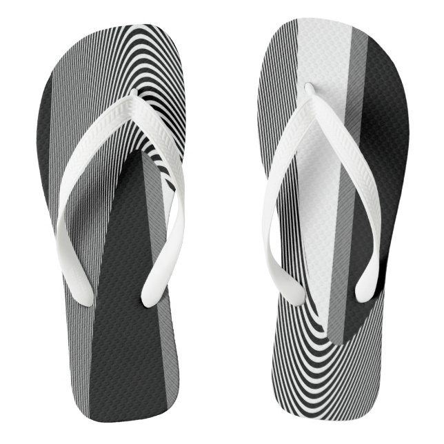 Schwarz-Weiß Op Art Design, Flip Flops (Fußbett)