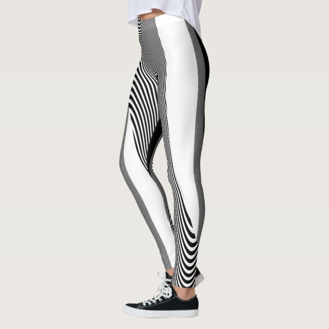 Schwarz-Weiß-Op-Art-Design, Leggings (Links)