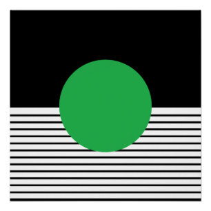 Schwarz-weiß Op-Art grüner Kreis Poster