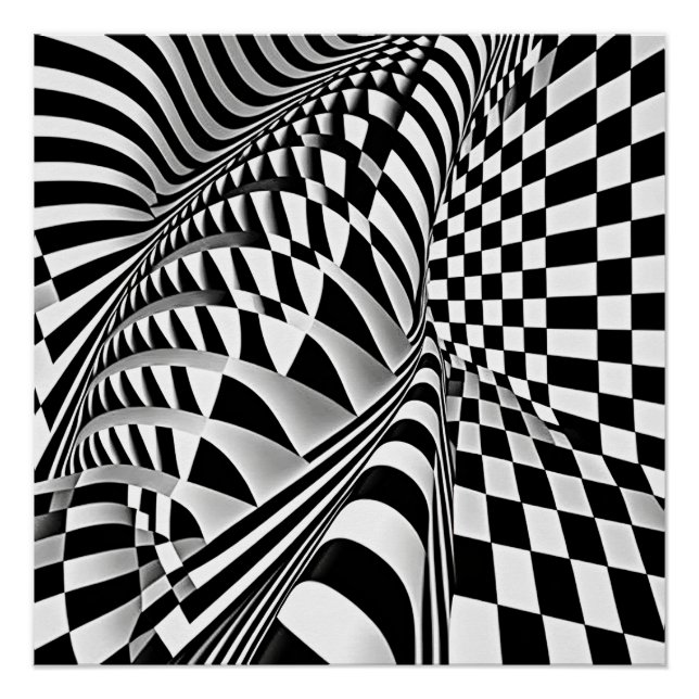 Schwarz-Weiß-Op-Art Poster (Vorderseite)