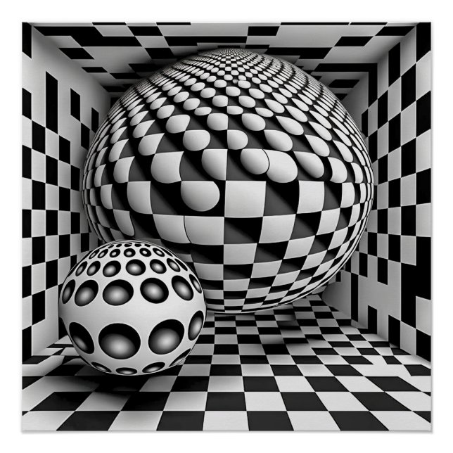 Schwarz-Weiß-Op-Art Poster (Vorderseite)