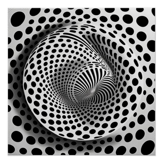 Schwarz-Weiß-Op-Art Poster (Vorderseite)